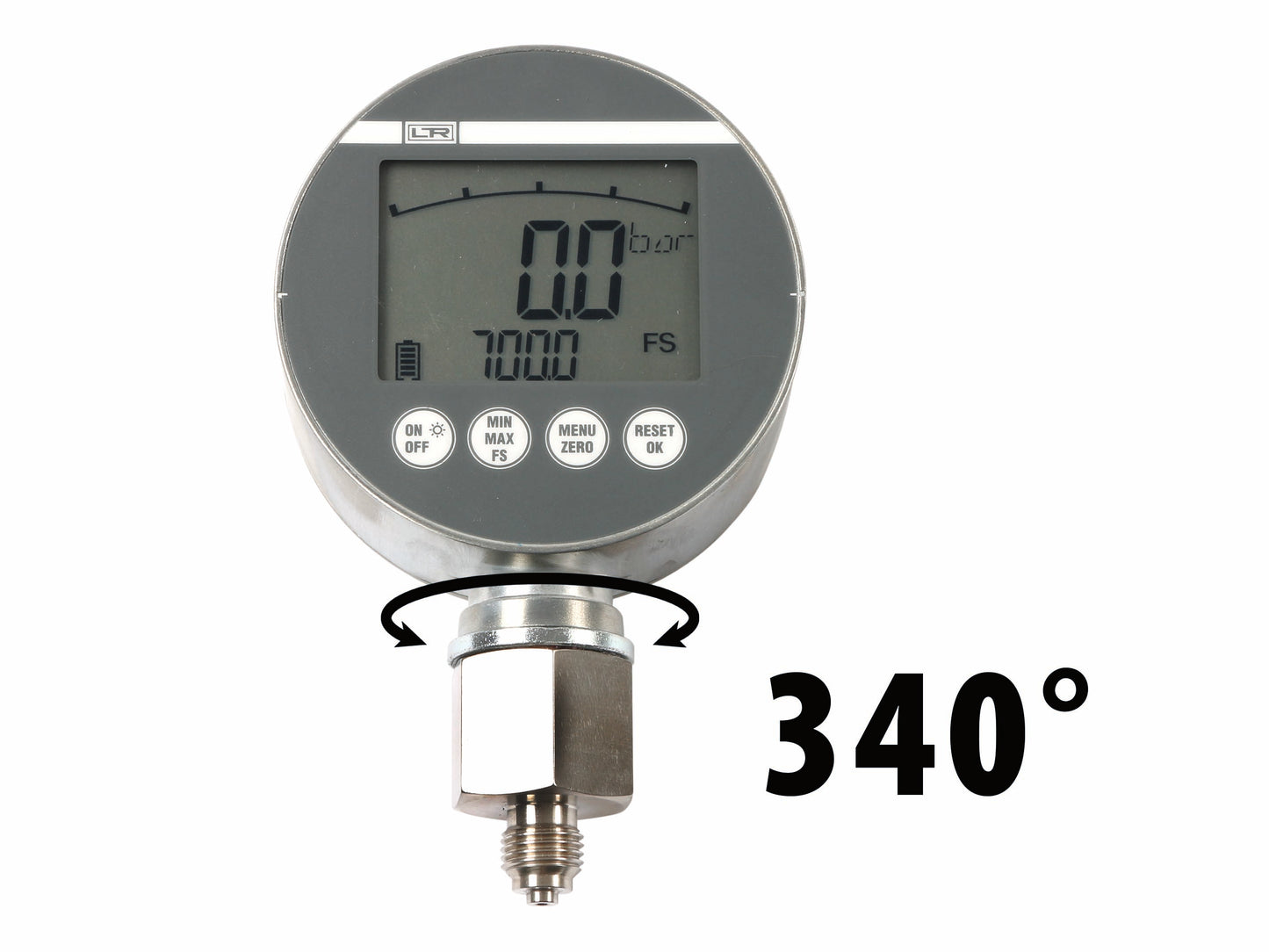 Hydraulic digital pressure gauge in metal housing
