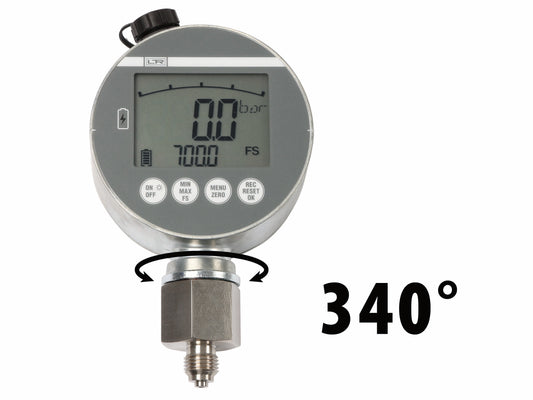 Hydraulic digital pressure gauge with data logger and battery -1...16 bar