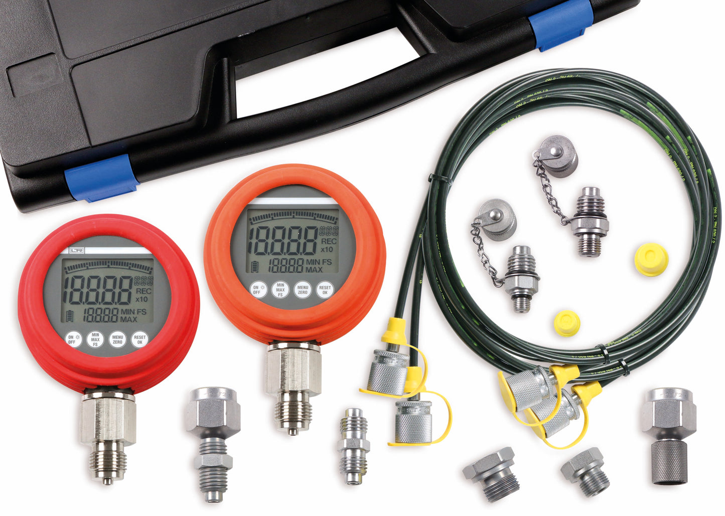 Hydraulic test case digital 2 pressure gauges HPKD20_LR Digital