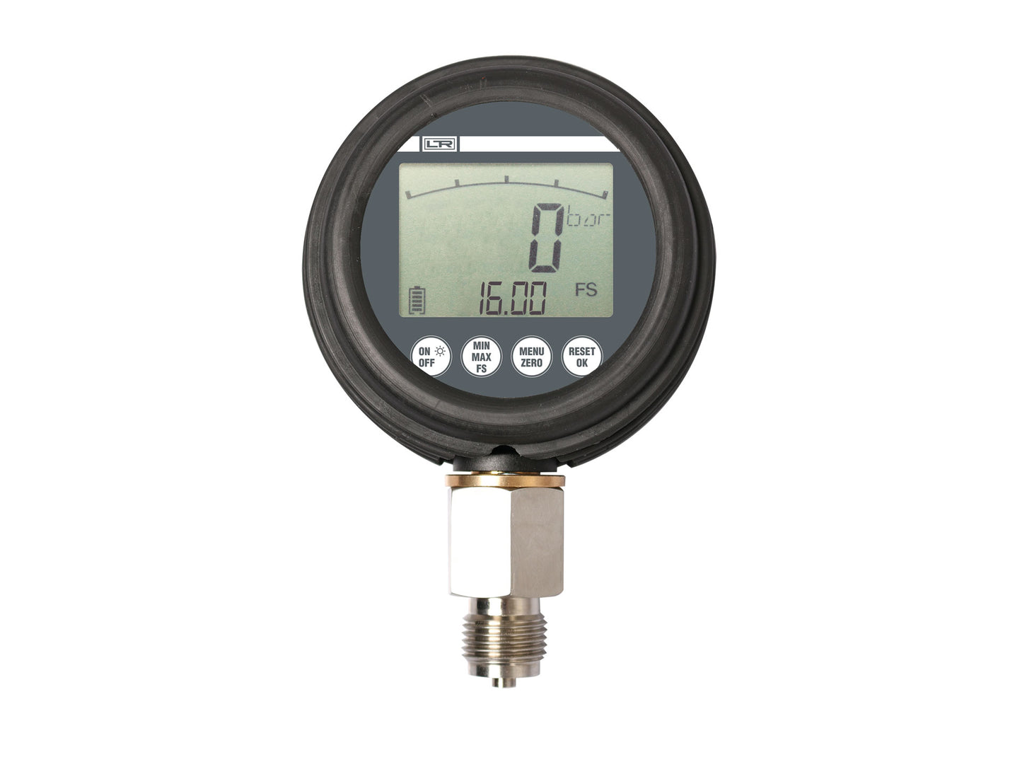 Hydraulic digital pressure gauge in metal housing
