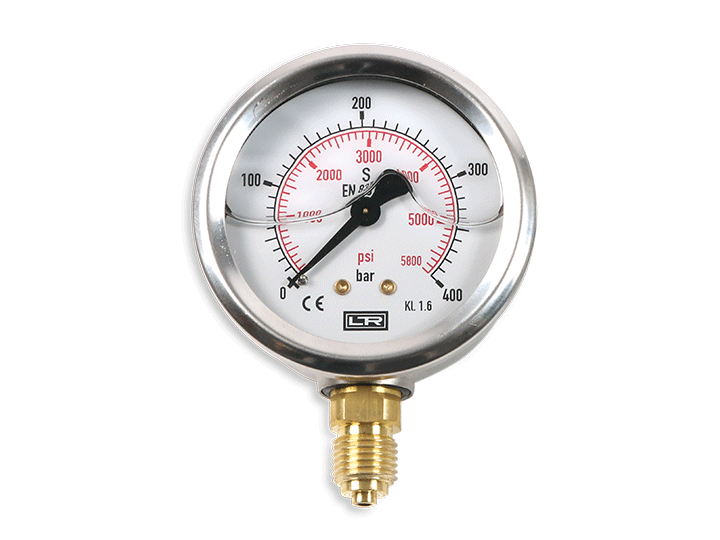Bourdon tube pressure gauge 0…400 bar/psi